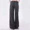 Punk Kpop Harajuku Y2k Solid High Waist Loose Fit Wide Leg Baggy Tie Straps Pants - Black Denim