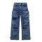 Punk Kpop Harajuku Streetwear Multiple Casual Fashion Pockets Baggy Gothic Workwear Pants - Blue Denim