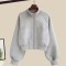 Spring Autumn Style Korean Kpop Kdrama Top Jacket - Gray Polyester Cotton
