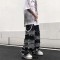 Punk Kpop Harajuku Y2k Hiphop Streetwear American Style Sleeve Gradient Patchwork Ripped Pants - Black Gray Denim