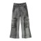 Punk Kpop Harajuku Y2k Solid High Waist Loose Fit Wide Leg Baggy Cargo Pants - Black Denim
