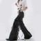 Punk Kpop Harajuku Y2k Solid High Waist Loose Fit Wide Leg Baggy Cargo Pants - Black Denim
