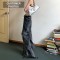 Punk Kpop Harajuku Y2k Solid High Waist Loose Fit Wide Leg Baggy Cargo Pants - Black Denim
