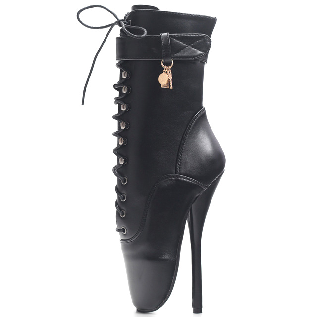 7 Inch Extreme High Heels Fetish Goth Ballets Lace Up Lobster Claw Boots - Black - 7 Inch High Heel Closed Toe Pole Dancing Lock Pumps Size in US 5-15 in Sexy Boots