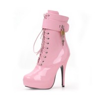 Sexy Platform Punk Goth Pinup Ankle Strap Lockable Lace Up Boots - 15 Colors
