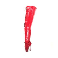 Pointed Toe Stiletto Lobster Claw Heels Gothic Fetish Corset Ballets Boots with Lock - Red