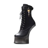 Wedge Heelles Platform Lace Up Ankle Strap Lock Wrap Pumps - Silver
