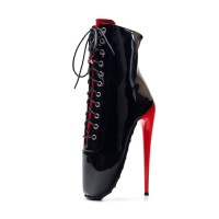 Sexy Lace Up Ankle Dancer Ballet Lobster Claw Pumps - Black Red