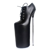 Super High Metal Thin Heel Platform Lace-up Leather Sexy Fetish Nightclub Boots - 15 Colors