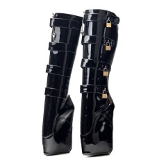 Sexy Heelless Lockable Wedge Knee High Padlock Ballet Boots - 15 Colors