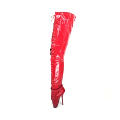 Pointed Toe Stiletto Lobster Claw Heels Gothic Fetish Corset Ballets Boots with Lock - Red