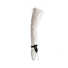 Pointed Toe Stiletto Lobster Claw Heels Gothic Fetish Corset Ballets Boots with Lock - White