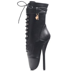 7 Inch Extreme High Heels Fetish Goth Ballets Lace Up Lobster Claw Boots - Black