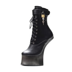 Wedge Heelles Platform Lace Up Ankle Strap Lock Wrap Pumps - Silver
