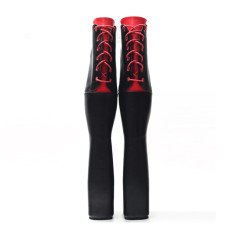 Lobster Claw Heelless Gothic Fetish Corset Ballets Lace Up Platforms - Black Red