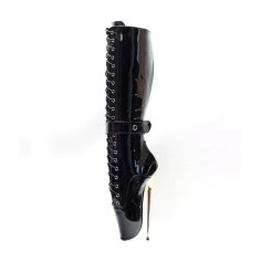 Sexy Lace Up Knee High Dancer Ballet Lobster Claw Pumps - Black
