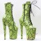 Platform High Heel Closed Toe Pole Dancing Ankle Boots - Green Snake
