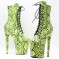 Platform High Heel Closed Toe Pole Dancing Ankle Boots - Green Snake