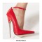Metal Heel Point Toe Patent Ankle Straps Pumps - Red