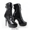 Sexy Platform Punk Goth Pinup Ankle Strap Lockable Lace Up Boots - 15 Colors