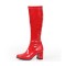 Square Heel Square Toe Lace Up Knee High Gogo Boots with Side Zip - Red