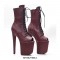 Platform High Heel Round Toe Pole Dancing Lace Up Ankle Snake Boots with Side Zipper - Turquoise