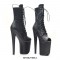 Platform High Heel Round Toe Pole Dancing Lace Up Ankle Snake Boots with Side Zipper - Dark Blue