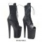 Platform High Heel Round Toe Pole Dancing Lace Up Ankle Snake Boots with Side Zipper - Turquoise
