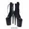Platform High Heel Peep Toe Pole Dancing Lace Up Ankle Snake Boots with Side Zipper - Black