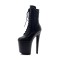 Platform High Heel Round Toe Pole Dancing Lace Up Ankle Snake Boots with Side Zipper - Black