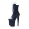 Platform High Heel Round Toe Pole Dancing Lace Up Ankle Snake Boots with Side Zipper - Dark Blue