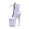 Platform High Heel Round Toe Pole Dancing Lace Up Ankle Snake Boots with Side Zipper - Lavender