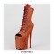 Platform High Heel Peep Toe Pole Dancing Lace Up Ankle Boots with Side Zipper - Burlywood #5