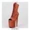 Platform High Heel Peep Toe Pole Dancing Lace Up Ankle Boots with Side Zipper - Orange #15