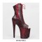 Platform High Heel Peep Toe Pole Dancing Lace Up Ankle Boots with Side Zipper - Orange #15
