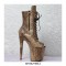 Platform High Heel Peep Toe Pole Dancing Lace Up Ankle Boots with Side Zipper - Orange #15