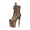 Platform High Heel Peep Toe Pole Dancing Lace Up Ankle Boots with Side Zipper - Burlywood #5
