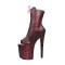 Platform High Heel Peep Toe Pole Dancing Lace Up Ankle Boots with Side Zipper - Firebrick #14