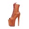 Platform High Heel Peep Toe Pole Dancing Lace Up Ankle Boots with Side Zipper - Orange #15
