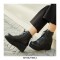 Wedge Heel Matt Gothic Style Platform Lace Up Ankle Boots - Black