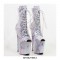 Platform High Heel Peep Toe Pole Dancing Lace Up Ankle Snake Holographic Boots - White