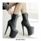 Platform High Heel Closed Toe Pole Dancing Lace Up Ankle Boots with Side Zip - Black Matt