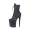 Platform High Heel Closed Toe Pole Dancing Lace Up Ankle Boots with Side Zip - Black Matt