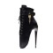 Sexy Matte Lock Wrap Strap Ankle Dancer Ballet Lobster Claw Pumps - Black Matte PU