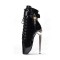 Sexy Patent Lock Wrap Strap Ankle Dancer Ballet Lobster Claw Pumps - Black Shiny Patent