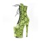 Platform High Heel Closed Toe Pole Dancing Ankle Boots - Green Snake
