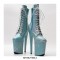 Platform High Heel Round Toe Pole Dancing Lace Up Ankle Snake Holographic Boots with Side Zipper - Light Blue
