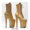 Platform High Heel Round Toe Pole Dancing Lace Up Ankle Snake Holographic Boots with Side Zipper - Yellow