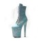 Platform High Heel Round Toe Pole Dancing Lace Up Ankle Snake Holographic Boots with Side Zipper - Light Blue