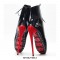 Sexy Lace Up Ankle Dancer Ballet Lobster Claw Pumps - Black Red